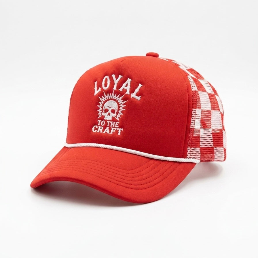 LOYAL Skull Trucker Hat RED