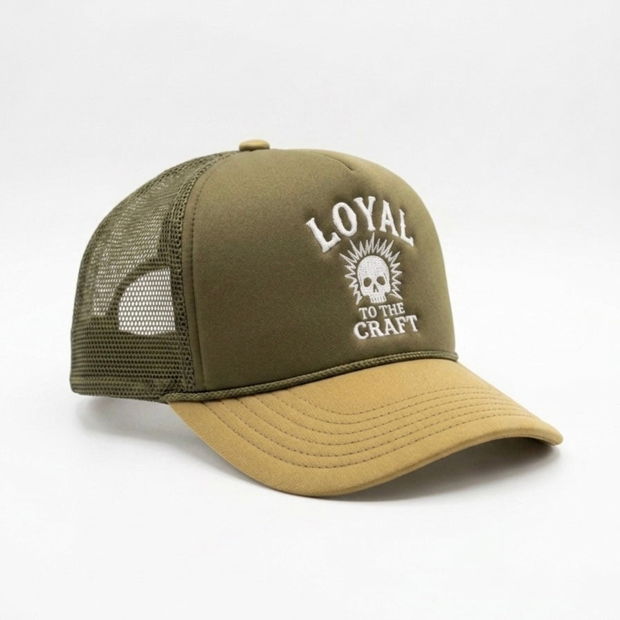 LOYAL Skull Trucker Hat OLIVE